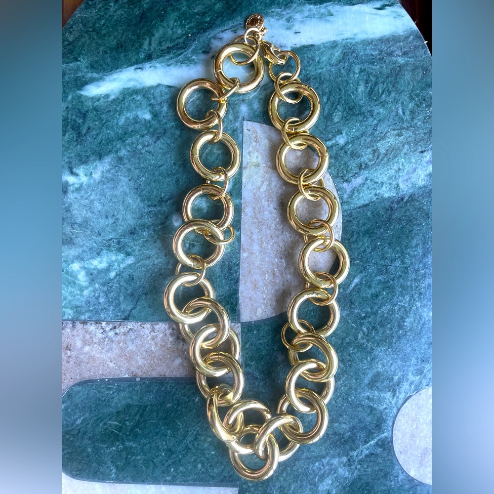 Vintage J. Crew Chunky Round Gold Tone Chain Necklace